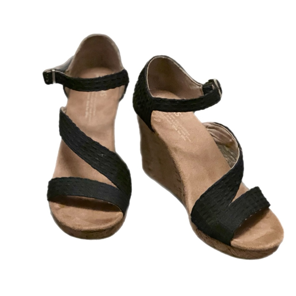 Toms Black Wedges